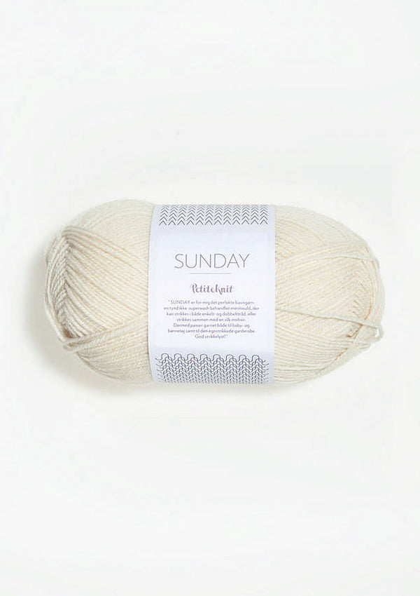 Sandnes Garn Sunday fingering weight 100% merino yarn in the color Whipped Cream 1012