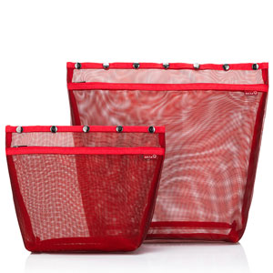 dellaQ standing oh snap bag large and extra large in the color red ribbon