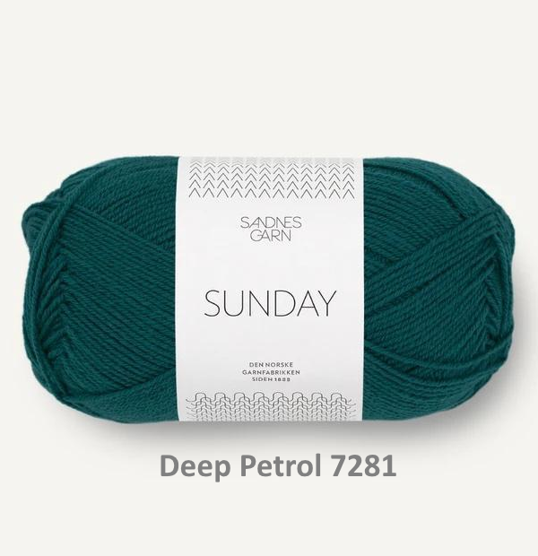 Sandnes Garn Sunday fingering weight 100% merino yarn in the color Deep Petrol 7281