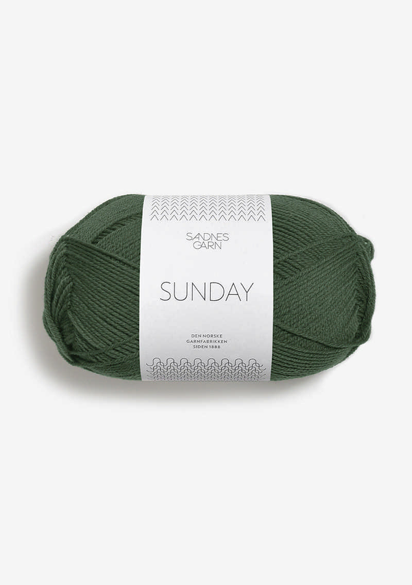 Sandnes Garn Sunday fingering weight 100% merino yarn in the color Forest Green 8082