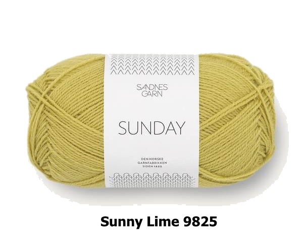 Sandnes Garn Sunday fingering weight 100% merino yarn in the color Sunny Lime 9825