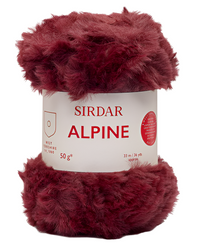 Sirdar Alpine Faux Fur yarn color Oxblood 405 (burgandy)