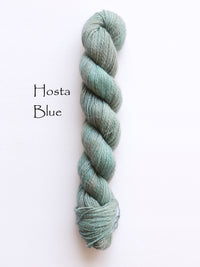 Madelinetosh Hand dyed tosh pebble yarn in the color Hosta Blue