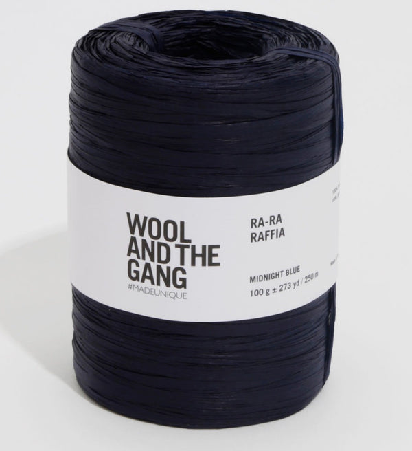 Wool and the Gang Ra-Ra Raffia yarn in the color Midnight Blue