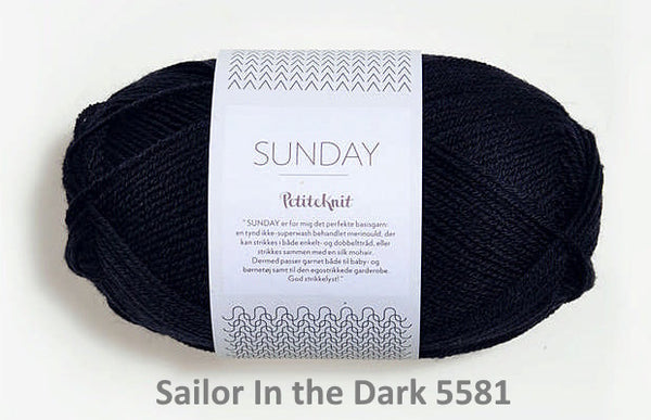 Sandnes Garn Sunday fingering weight 100% merino yarn in the color Sailor in the Dark 5581