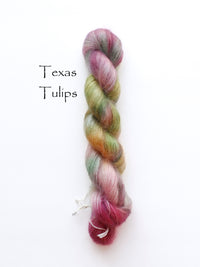 Madelinetosh tosh silk cloud hand dyed yarn in the color texas Tulips