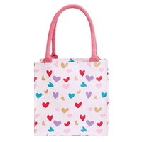 reusable gift bag mini tote knitting project bag - hearts