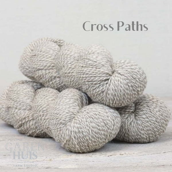 The Fibre Company Amble Yarn in the color Cross Paths (white and tan marl)